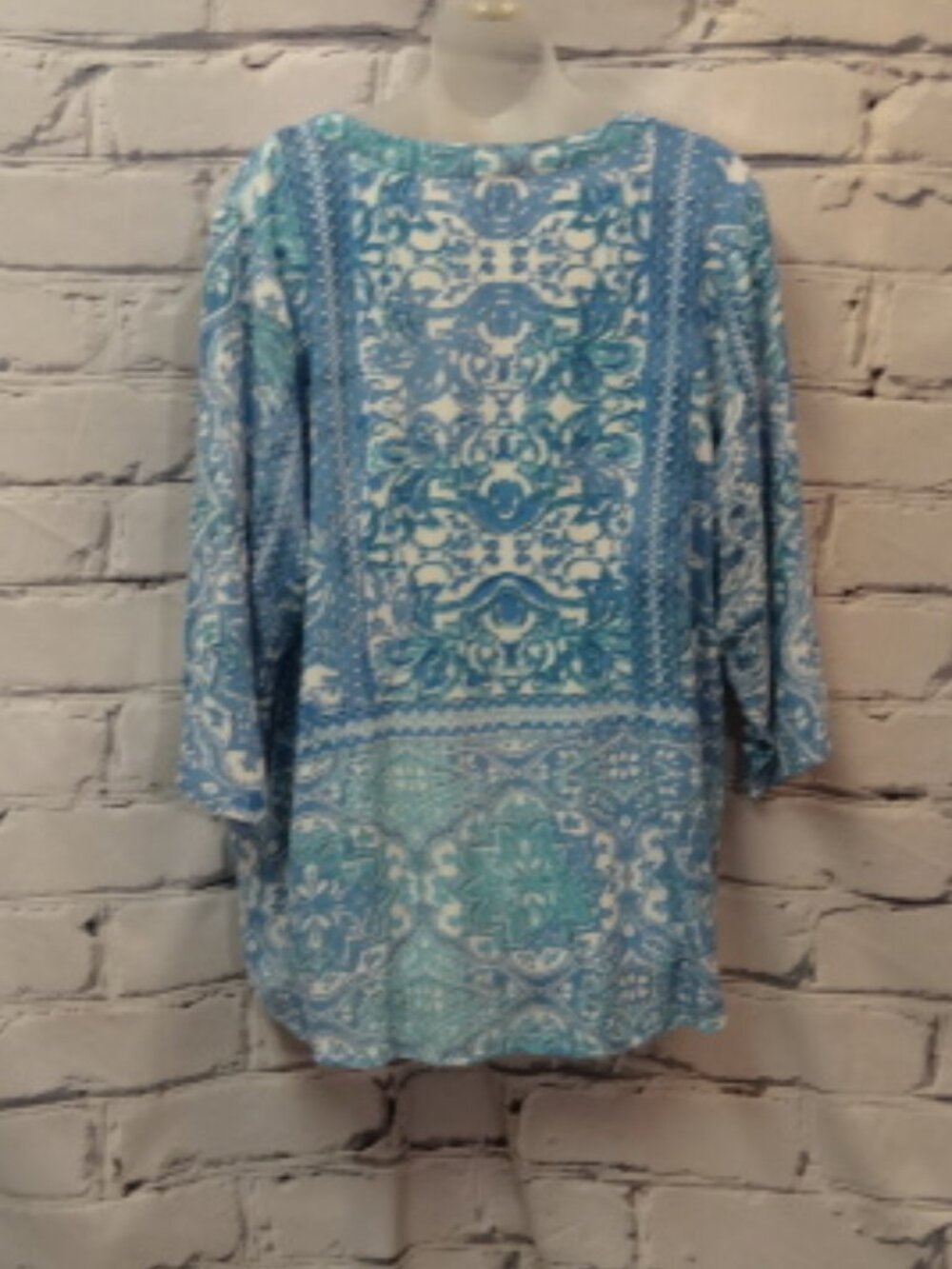 Orientique Naturally Australian Blue Pleated Tunic, NWT - Picture 2 of 9